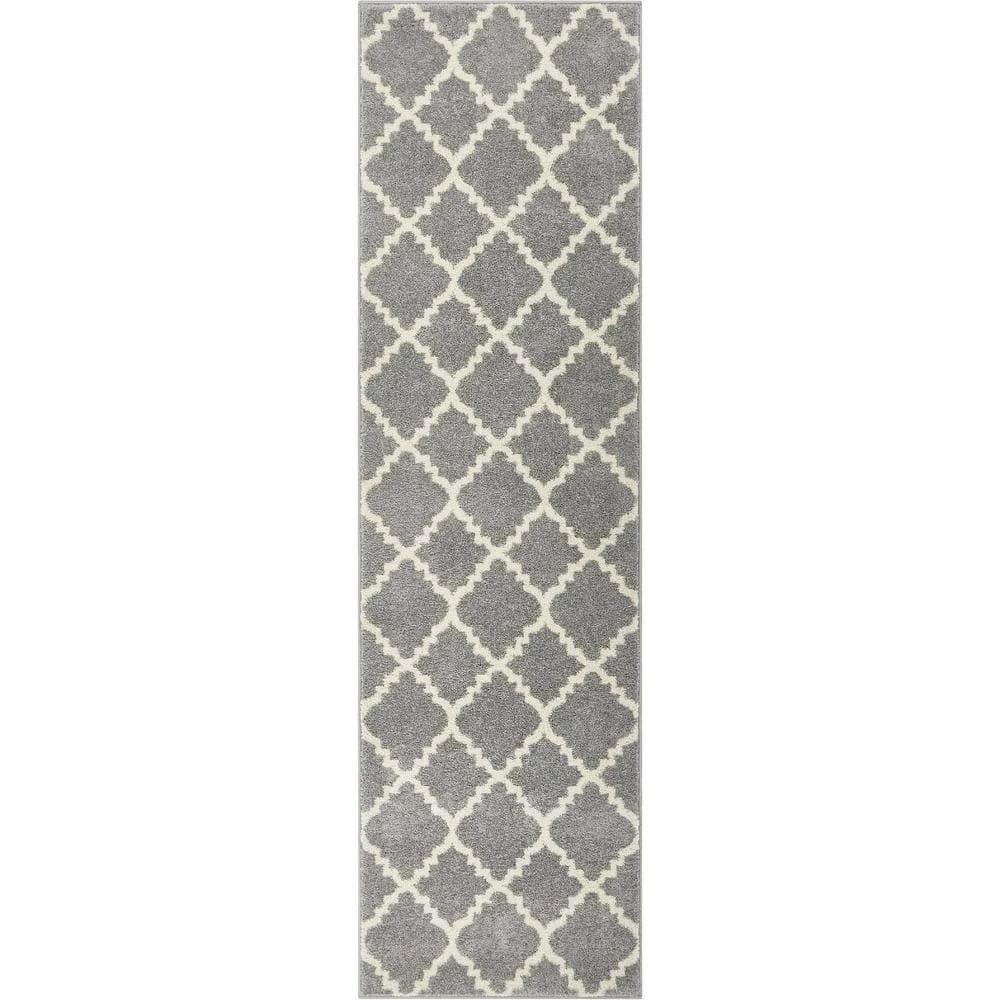Sydney Lulu's Lattice Moroccan Trellis Grey 3 ft. x 10 ft. Runner Rug by Well Woven 3 Sydney Lulu's Lattice Moroccan Trellis Grey 3 ft. x 10 ft. Runner Rug by Well Woven