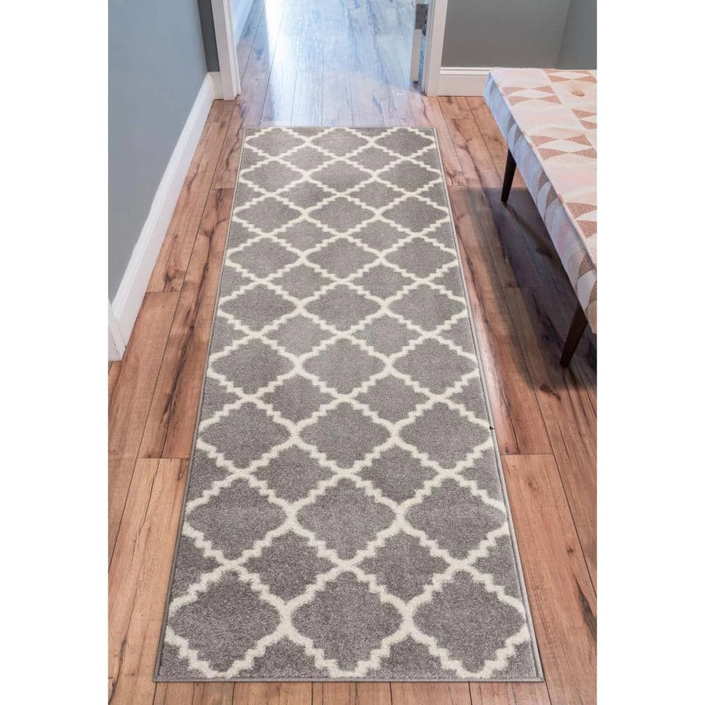 Sydney Lulu's Lattice Moroccan Trellis Grey 3 ft. x 10 ft. Runner Rug by Well Woven 4 Sydney Lulu's Lattice Moroccan Trellis Grey 3 ft. x 10 ft. Runner Rug by Well Woven - Image 2