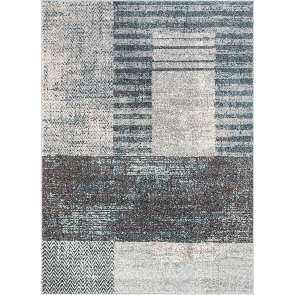 Sydney Laken Grey Modern Distressed Geometric 7 ft. 10 in. x 9 ft. 10 in. Area Rug by Well Woven 3 Sydney Laken Grey Modern Distressed Geometric 7 ft. 10 in. x 9 ft. 10 in. Area Rug by Well Woven