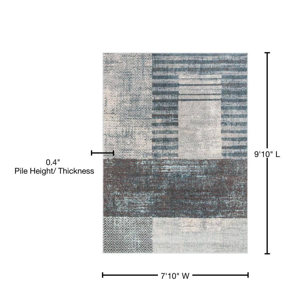 Sydney Laken Grey Modern Distressed Geometric 7 ft. 10 in. x 9 ft. 10 in. Area Rug by Well Woven 10 Sydney Laken Grey Modern Distressed Geometric 7 ft. 10 in. x 9 ft. 10 in. Area Rug by Well Woven - Image 8