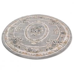 Timeless Le Petit Palais Grey Traditional Medallion 5 ft. x 5 ft. Round Area Rug by Well Woven -Linon Home Decor Sales grey well woven area rugs 36380 4f 1000