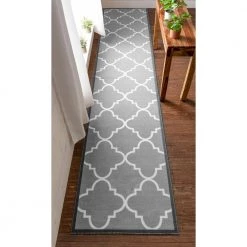 Kings Court Brooklyn Trellis Grey 3 ft. x 12 ft. Modern Runner Rug by Well Woven -Linon Home Decor Sales grey well woven area rugs 6518 2l c3 1000