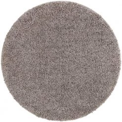 Madison Shag Plain 7 ft. 10 in. x 7 ft. 10 in. Modern Solid Grey Round Area Rug by Well Woven
