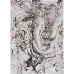 Fairmont Ralph Retro Geometric Waves Grey 5 ft. 3 in. x 7 ft. 3 in. Glam Area Rug by Well Woven