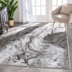 Fairmont Ralph Retro Geometric Waves Grey 5 ft. 3 in. x 7 ft. 3 in. Glam Area Rug by Well Woven 12 Fairmont Ralph Retro Geometric Waves Grey 5 ft. 3 in. x 7 ft. 3 in. Glam Area Rug by Well Woven -Linon Home Decor Sales grey well woven area rugs frm 167 5 c3 1000