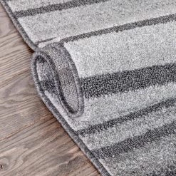 Malaga Bauer Vintage Modern Striped Grey 7 ft. 10 in. x 10 ft. 6 in. High-Low Area Rug by Well Woven -Linon Home Decor Sales grey well woven area rugs mg 07 7 76 1000