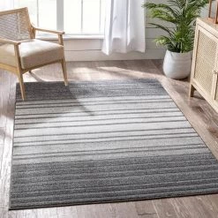 Malaga Bauer Vintage Modern Striped Grey 7 ft. 10 in. x 10 ft. 6 in. High-Low Area Rug by Well Woven -Linon Home Decor Sales grey well woven area rugs mg 07 7 c3 1000