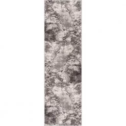 Luxury Supurasshu Grey 2 ft. x 8 ft. Modern Industrial Marbel Water Color Runner Rug by Well Woven