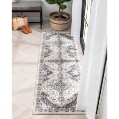 Topkapi Monza Vintage Medallion Oriental Grey 2 ft. 3 in. x 7 ft. 3 in. Runner Rug Distressed by Well Woven -Linon Home Decor Sales grey well woven area rugs top 37 2 76 1000