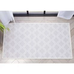Apollo Lattice Moroccan Trellis Grey 2 ft. 3 in. x 3 ft. 11 in. Machine Washable Area Rug by Well Woven -Linon Home Decor Sales grey well woven area rugs w mr 04b 3 44 1000