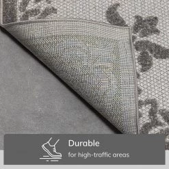 Dorado Arid Modern Grey 2 ft. 3 in. x 7 ft. 3 in. Runner Medallion Persian High-Low Indoor/Outdoor Area Rug by Well Woven -Linon Home Decor Sales grey well woven outdoor rugs do 507 2 fa 1000