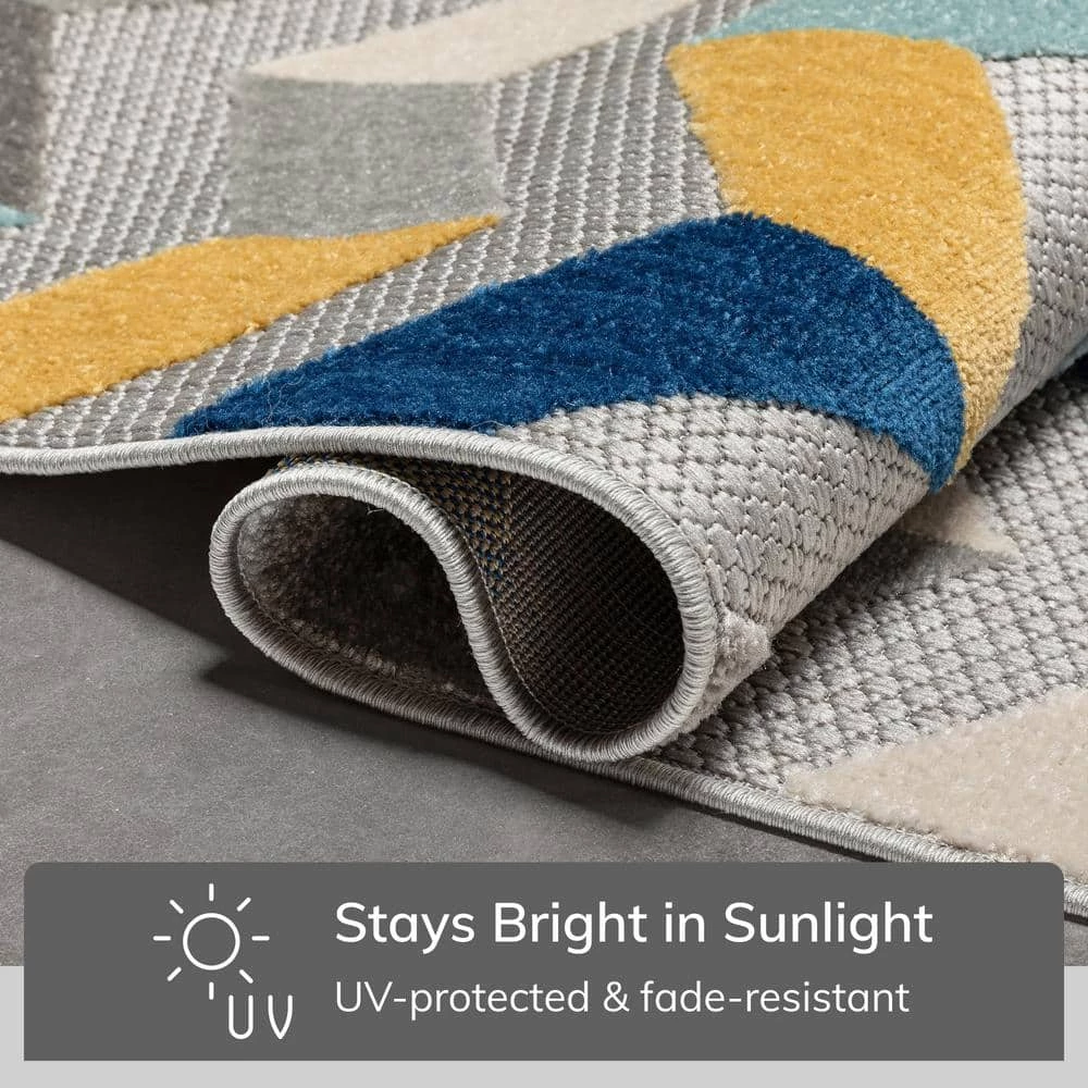 Dorado Bela Modern Geometric Grey 2 ft. 7 in. x 9 ft. 10 in. Runner High-Low Indoor/Outdoor Area Rug by Well Woven 7 Dorado Bela Modern Geometric Grey 2 ft. 7 in. x 9 ft. 10 in. Runner High-Low Indoor/Outdoor Area Rug by Well Woven - Image 5