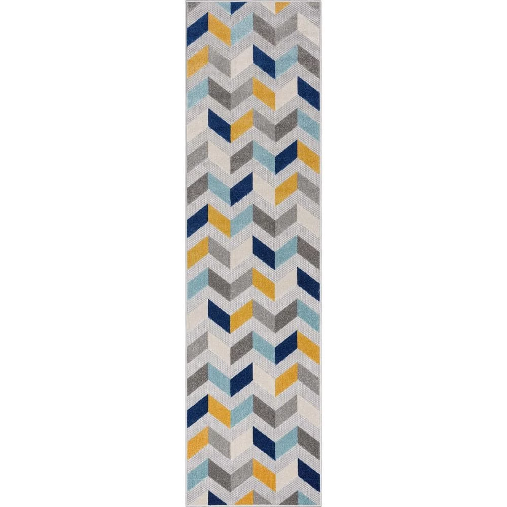 Dorado Bela Modern Geometric Grey 2 ft. 7 in. x 9 ft. 10 in. Runner High-Low Indoor/Outdoor Area Rug by Well Woven 3 Dorado Bela Modern Geometric Grey 2 ft. 7 in. x 9 ft. 10 in. Runner High-Low Indoor/Outdoor Area Rug by Well Woven