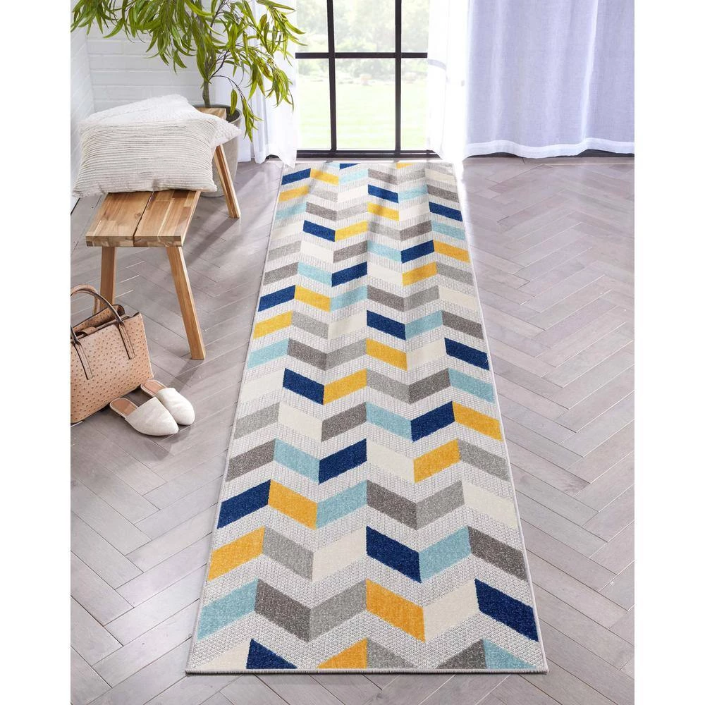 Dorado Bela Modern Geometric Grey 2 ft. 7 in. x 9 ft. 10 in. Runner High-Low Indoor/Outdoor Area Rug by Well Woven 10 Dorado Bela Modern Geometric Grey 2 ft. 7 in. x 9 ft. 10 in. Runner High-Low Indoor/Outdoor Area Rug by Well Woven - Image 8