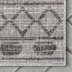 Medusa Quay Grey 2 ft. 7 in. x 9 ft. 10 in. Runner Indoor/Outdoor Area Rug by Well Woven -Linon Home Decor Sales grey well woven outdoor rugs med 207 2l 1f 1000