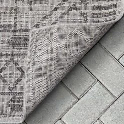 Medusa Quay Grey 2 ft. 7 in. x 9 ft. 10 in. Runner Indoor/Outdoor Area Rug by Well Woven -Linon Home Decor Sales grey well woven outdoor rugs med 207 2l 44 1000