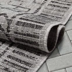 Medusa Quay Grey 2 ft. 7 in. x 9 ft. 10 in. Runner Indoor/Outdoor Area Rug by Well Woven -Linon Home Decor Sales grey well woven outdoor rugs med 207 2l 4f 1000