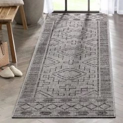 Medusa Quay Grey 2 ft. 7 in. x 9 ft. 10 in. Runner Indoor/Outdoor Area Rug by Well Woven -Linon Home Decor Sales grey well woven outdoor rugs med 207 2l c3 1000