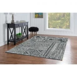 Cohen Washable Ivory/Black 5 ft. x 7 ft. Abstract Area Rug by Linon Home Decor -Linon Home Decor Sales ivory black 5x7 linon home decor area rugs thd03387 31 1000