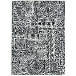 Cohen Washable Ivory/Black 5 ft. x 7 ft. Abstract Area Rug by Linon Home Decor