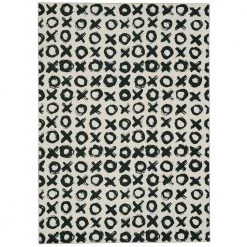 Washable Jenna Ivory/Black 3 ft. x 5 ft. Abstract Rectangle Area Rug by Linon Home Decor