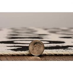 Washable Jenna Ivory/Black 5 ft. x 7 ft. Abstract Rectangle Area Rug by Linon Home Decor -Linon Home Decor Sales ivory black linon home decor area rugs thd03363 4f 1000