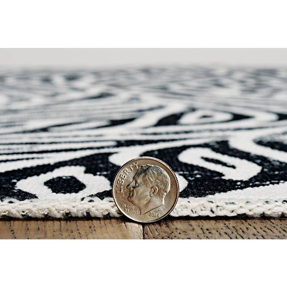 Washable Leif Ivory/Black 3 ft. x 5 ft. Abstract Rectangle Area Rug by Linon Home Decor 6 Washable Leif Ivory/Black 3 ft. x 5 ft. Abstract Rectangle Area Rug by Linon Home Decor - Image 4