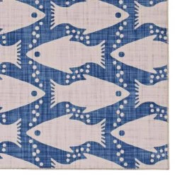 Washable Sterling Ivory and Blue 2 ft. x 8 ft. Coastal Fish Polyester Runner Rug by Linon Home Decor -Linon Home Decor Sales ivory blue linon home decor area rugs thd03072 c3 1000