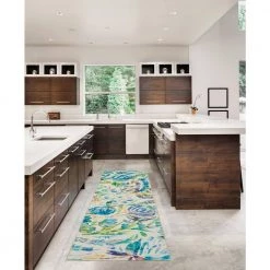 Washable Emily Ivory/Blue 2 ft. x 8 ft. Abstract Runner Rug by Linon Home Decor -Linon Home Decor Sales ivory blue linon home decor area rugs thd03309 31 1000