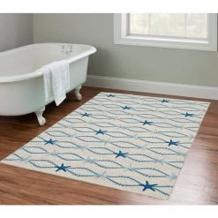 Washable Sandy Ivory/Blue 3 ft. x 5 ft. Abstract Rectangle Area Rug by Linon Home Decor 11 Washable Sandy Ivory/Blue 3 ft. x 5 ft. Abstract Rectangle Area Rug by Linon Home Decor -Linon Home Decor Sales ivory blue linon home decor area rugs thd03358 31 1000