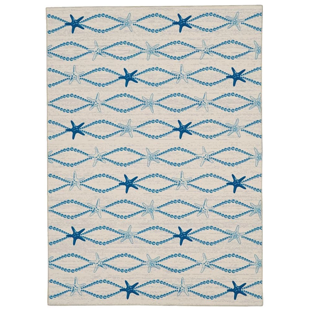 Washable Sandy Ivory/Blue 3 ft. x 5 ft. Abstract Rectangle Area Rug by Linon Home Decor 3 Washable Sandy Ivory/Blue 3 ft. x 5 ft. Abstract Rectangle Area Rug by Linon Home Decor