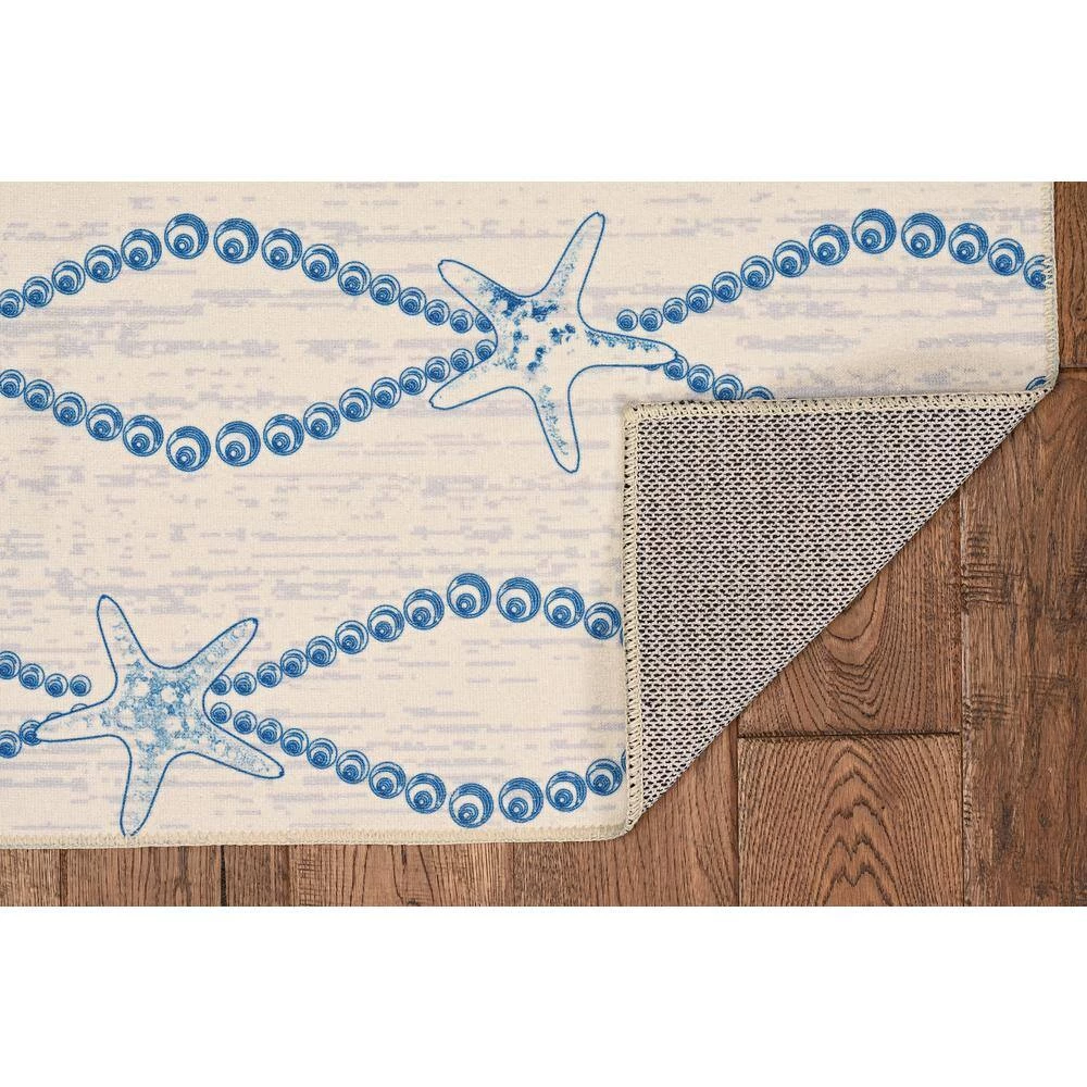 Washable Sandy Ivory/Blue 3 ft. x 5 ft. Abstract Rectangle Area Rug by Linon Home Decor 4 Washable Sandy Ivory/Blue 3 ft. x 5 ft. Abstract Rectangle Area Rug by Linon Home Decor - Image 2