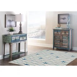 Washable Sandy Ivory/Blue 5 ft. x 7 ft. Abstract Rectangle Area Rug by Linon Home Decor -Linon Home Decor Sales ivory blue linon home decor area rugs thd03359 31 1000