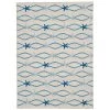 Washable Sandy Ivory/Blue 5 ft. x 7 ft. Abstract Rectangle Area Rug by Linon Home Decor