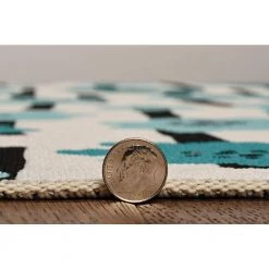 Washable Yanny Ivory/Blue 5 ft. x 7 ft. Floral Rectangle Area Rug by Linon Home Decor -Linon Home Decor Sales ivory blue linon home decor area rugs thd03371 4f 1000