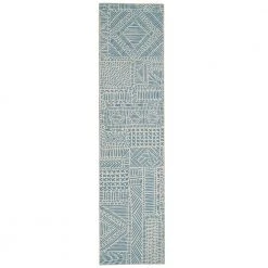 Cohen Washable Ivory/Blue 2 ft. x 8 ft. Abstract Runner/Area Rug by Linon Home Decor