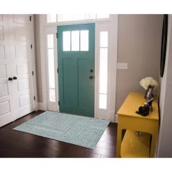 Cohen Ivory/Blue Washable 3 ft. x 5 ft. Rectangle Abstract Area Rug by Linon Home Decor -Linon Home Decor Sales ivory blue linon home decor area rugs thd03394 31 1000