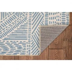 Cohen Ivory/Blue Washable 3 ft. x 5 ft. Rectangle Abstract Area Rug by Linon Home Decor -Linon Home Decor Sales ivory blue linon home decor area rugs thd03394 e1 1000