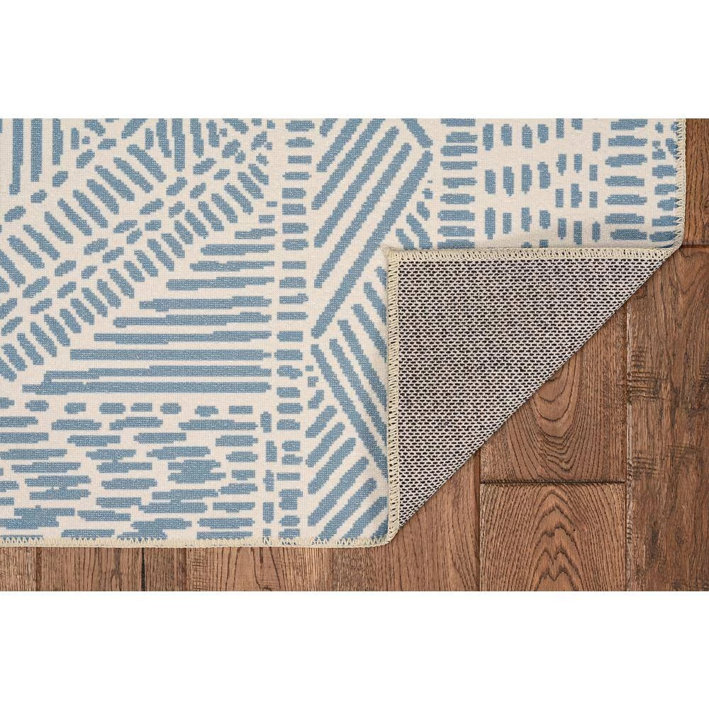 Cohen 5x7 Washable Ivory/Blue Rectangle Abstract Polyester Area Rug by Linon Home Decor 5 Cohen 5x7 Washable Ivory/Blue Rectangle Abstract Polyester Area Rug by Linon Home Decor - Image 3