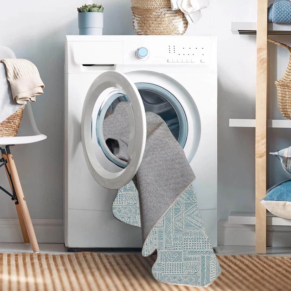 Cohen 5x7 Washable Ivory/Blue Rectangle Abstract Polyester Area Rug by Linon Home Decor 8 Cohen 5x7 Washable Ivory/Blue Rectangle Abstract Polyester Area Rug by Linon Home Decor - Image 6