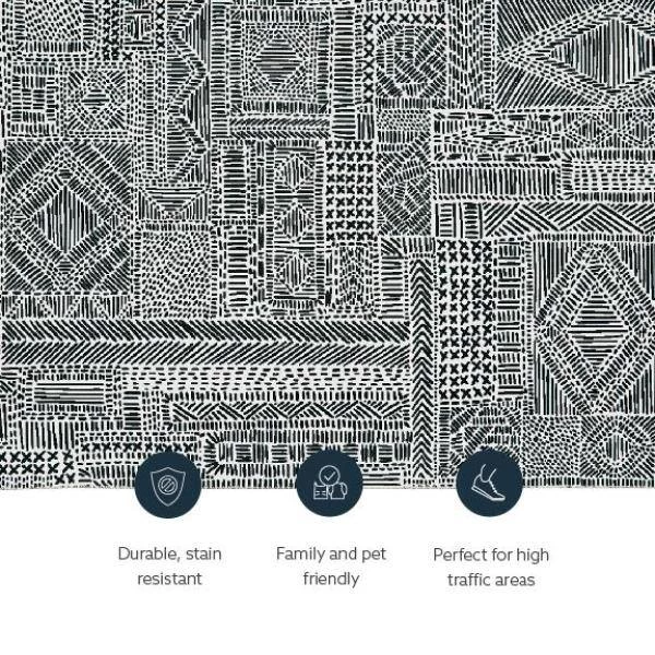 Cohen 5x7 Washable Ivory/Blue Rectangle Abstract Polyester Area Rug by Linon Home Decor 7 Cohen 5x7 Washable Ivory/Blue Rectangle Abstract Polyester Area Rug by Linon Home Decor - Image 5