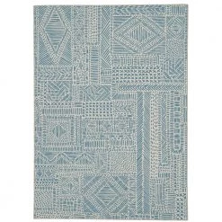 Cohen 5x7 Washable Ivory/Blue Rectangle Abstract Polyester Area Rug by Linon Home Decor