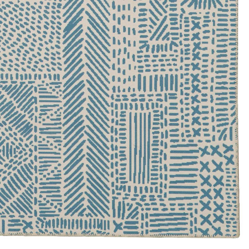 Cohen 5x7 Washable Ivory/Blue Rectangle Abstract Polyester Area Rug by Linon Home Decor 4 Cohen 5x7 Washable Ivory/Blue Rectangle Abstract Polyester Area Rug by Linon Home Decor - Image 2