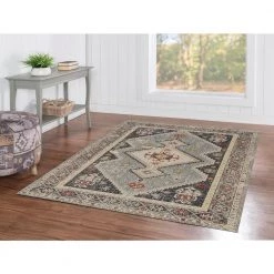 Puissant Zero Marle Ivory and Blue 5 ft. x 8 ft. by Linon Home Decor -Linon Home Decor Sales ivory blue linon home decor area rugs thdr03881 4f 1000