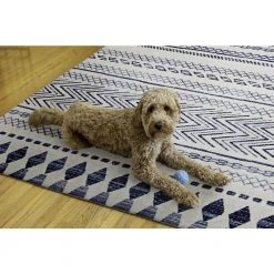 Marcy Ivory and Blue 5 ft. W x 7 ft. L Washable Polyester Indoor/Outdoor Area Rug by Linon Home Decor -Linon Home Decor Sales ivory blue linon home decor outdoor rugs thdr04041 1f 1000