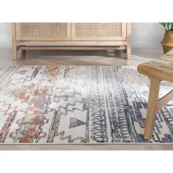 Envie Forli Southwestern Aztec Ivory Blue 5 ft. 3 in. x 7 ft. 3 in. Area Rug by Well Woven -Linon Home Decor Sales ivory blue well woven area rugs env 112 5 44 1000