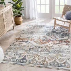 Envie Forli Southwestern Aztec Ivory Blue 5 ft. 3 in. x 7 ft. 3 in. Area Rug by Well Woven -Linon Home Decor Sales ivory blue well woven area rugs env 112 5 c3 1000