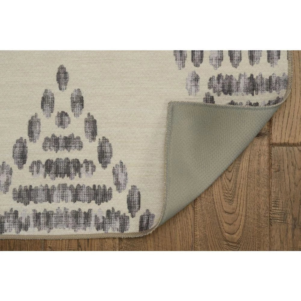 Nashua Ivory and Brown 7 ft. x 9 ft. Washable Geometric pattern Polyester Indoor/Outdoor Area Rug by Linon Home Decor 4 Nashua Ivory and Brown 7 ft. x 9 ft. Washable Geometric pattern Polyester Indoor/Outdoor Area Rug by Linon Home Decor - Image 2