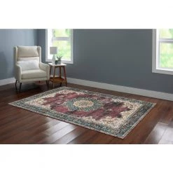 Washable Kathryn Ivory/Burgundy 5 ft. x 7 ft. Abstract Rectangle Area Rug by Linon Home Decor 15 Washable Kathryn Ivory/Burgundy 5 ft. x 7 ft. Abstract Rectangle Area Rug by Linon Home Decor -Linon Home Decor Sales ivory burgundy linon home decor area rugs thd03331 31 1000