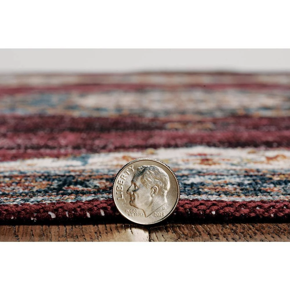 Washable Kathryn Ivory/Burgundy 5 ft. x 7 ft. Abstract Rectangle Area Rug by Linon Home Decor 6 Washable Kathryn Ivory/Burgundy 5 ft. x 7 ft. Abstract Rectangle Area Rug by Linon Home Decor - Image 4